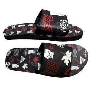Toronto Raptors & Coors Light Mens Slide Sandals Black Red Graphic Slip-On READ